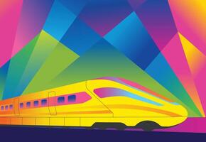 Futuristic speed train in colorful abstract background vector