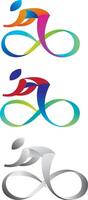 Simplified shape of moving bicycle racer to abstract elements vector
