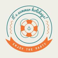 Summer Holidays Design Elements. Hipster Vintage Logotypes and Badges on Yellow Background. Beach Vacation, Party, Journey vector