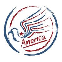 Celebrate Independence Day with this vibrant 4th of July illustration Featuring a bald eagle, American flags, Statue of Liberty, and fireworks vector