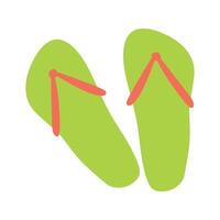 Flip flops Isolated on White background. Flat Icon design, Summer Shoes Illustration, Graphic Art of Foot wear in Cartoon style. Colorful Vacation Accessory for Sticker, Web. vector