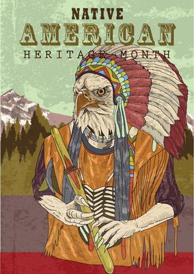National Native American Heritage Month is an annual designation observed in November. Poster, card, banner, background design