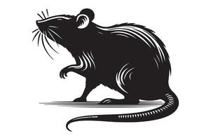A silhouette of a rat animal in style on a white background vector