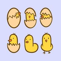 Handdrawn Chicken Hatching Process from Egg to Chick vector