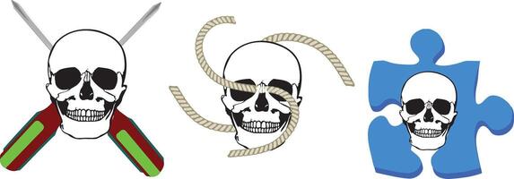 stickers skull symbols with various figures- vector