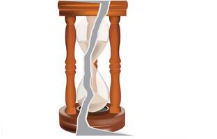 Broken hourglass showing time passing and deadline looming vector