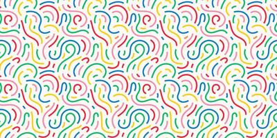 Fun colorful line doodle seamless pattern vector