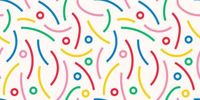 Fun colorful line doodle seamless pattern. vector