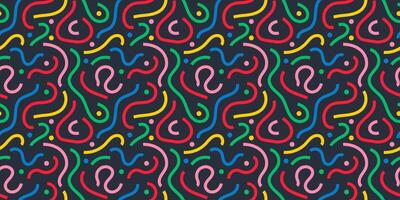 Fun colorful line doodle seamless pattern. vector