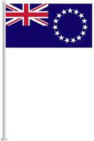 Flag of Cook Islands with silver pole flat icon isolated on white background. vector