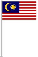 Flag of Malaysia with silver pole flat icon isolated on white background. vector