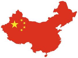 map of China with flag isolated on white background. vector