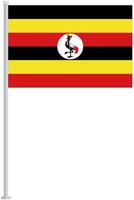 Flag of Uganda with silver pole flat icon isolated on white background. vector
