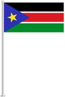 Flag of South Sudan with silver pole flat icon isolated on white background. vector