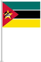 Flag of Mozambique with silver pole flat icon isolated on white background. vector
