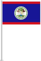 Flag of Belize with silver pole flat icon isolated on white background. vector