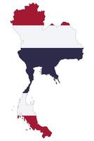 Map icon of Thailand with the image of the national flag isolated on white background. vector