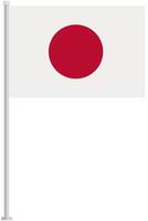 Flag of Japan with silver pole flat icon isolated on white background. vector