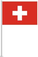Flag of Switzerland with silver pole flat icon isolated on white background. vector