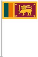 Flag of Sri Lanka with silver pole flat icon isolated on white background. vector