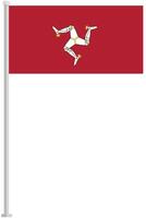 Flag of Isle of Man with silver pole flat icon isolated on white background. vector
