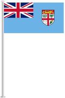 Flag of Fiji with silver pole flat icon isolated on white background. vector