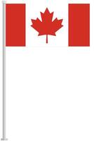 Flag of Canada with silver pole flat icon isolated on white background. vector