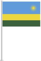 Flag of Rwanda with silver pole flat icon isolated on white background. vector