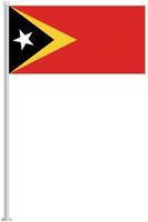 Flag of Timor Leste with silver pole flat icon isolated on white background. vector