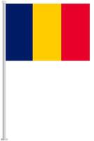 Flag of Chad with silver pole flat icon isolated on white background. vector