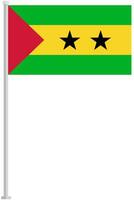 Flag of Sao Tome and Principe with silver pole flat icon isolated on white background. vector