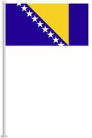 Flag of Bosnia and Herzegovina with silver pole flat icon isolated on white background. vector
