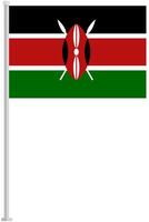 Flag of Kenya with silver pole flat icon isolated on white background. vector