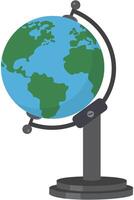 Flat illustration of world globe with stand isolated on white background. vector