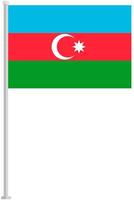 Flag of Azerbaijan with silver pole flat icon isolated on white background. vector