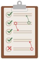 Checklist on clipboard paper flat icon isolated on white background. vector