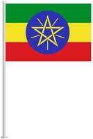 Flag of Ethiopia with silver pole flat icon isolated on white background. vector
