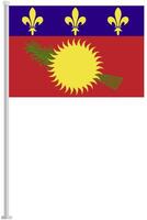 Flag of Guadeloupe with silver pole flat icon isolated on white background. vector