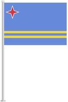 Flag of Aruba with silver pole flat icon isolated on white background. vector
