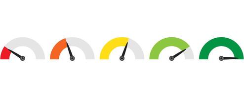 Speedometer flat icon set isolated on white background. vector