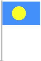 Flag of Palau with silver pole flat icon isolated on white background. vector