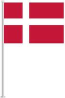 Flag of Denmark with silver pole flat icon isolated on white background. vector