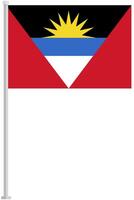 Flag of Antigua and Barbuda with silver pole flat icon isolated on white background. vector
