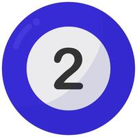 Billiard ball number two flat icon isolated on white background. vector