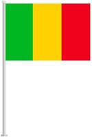 Flag of Mali with silver pole flat icon isolated on white background. vector