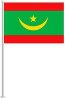 Flag of Mauritania with silver pole flat icon isolated on white background. vector