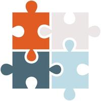 Flat illustration of puzzle pieces isolated on white background. vector