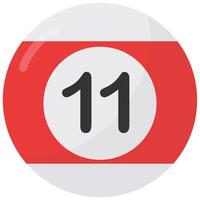 Red and white billiard ball number eleven isolated on a white background. vector