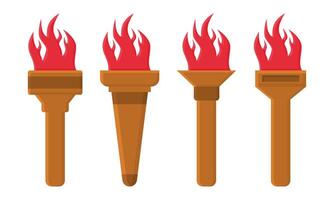 Burning Wood Torch Icon. Brown Torch Illustration. Flaming Torch. vector