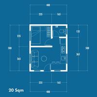 Floor plan blueprint, Figure of the jotting sketch of the construction and the industrial skeleton of the structure and dimensions. vector